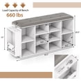 thumbnail image 3 of Costway Wooden Shoe Bench 10-Cube Storage Organizer with Padded Cushion & Umbrella Holder White, 3 of 10