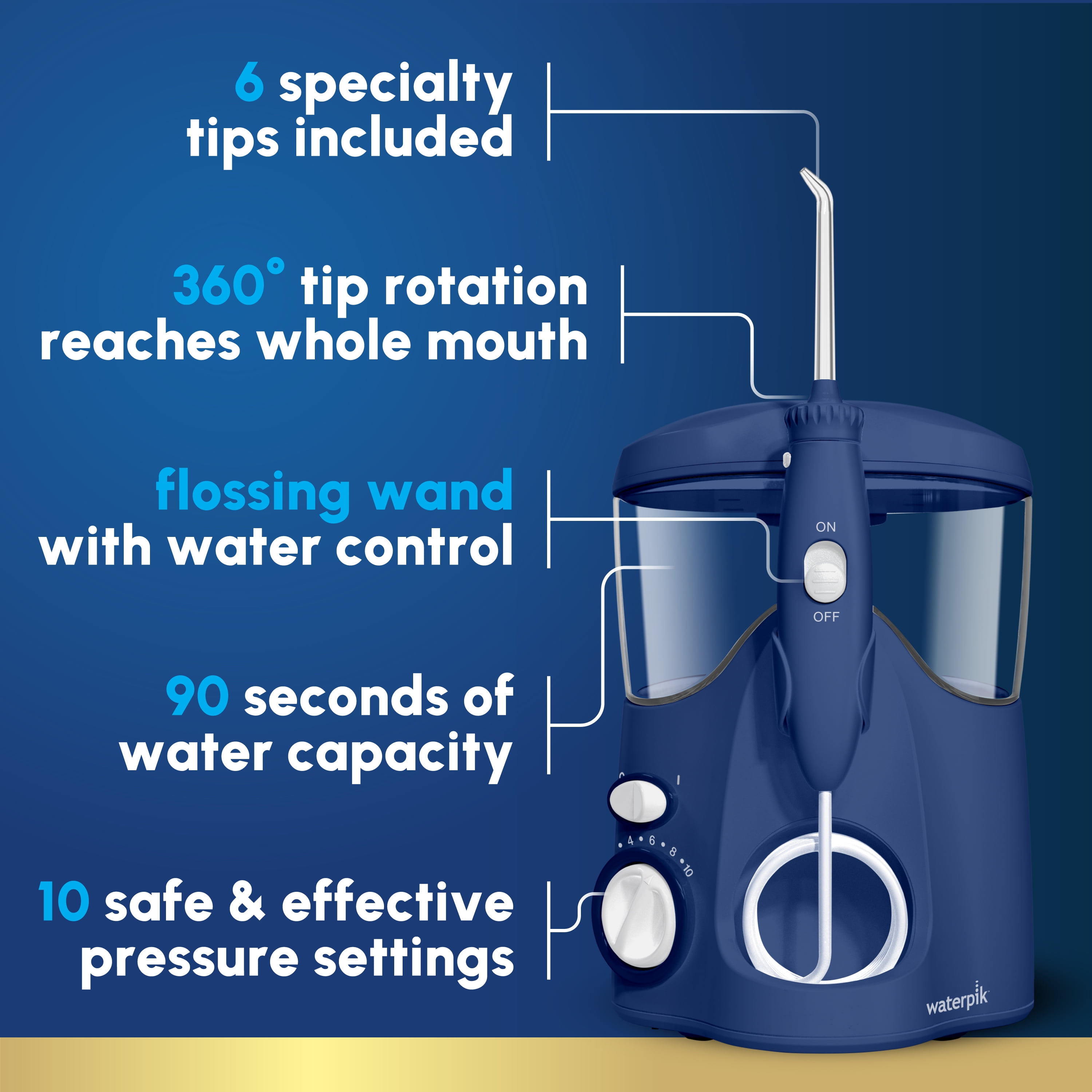 Waterpik Ultra Water Flosser with 10 Settings, 6 Tips, ADA