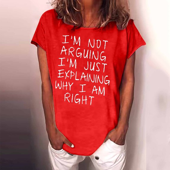 Aloohaidyvio sports tops for women,Womens Casual T-Shirt Funny Letter Printed Short Sleeve O-Neck Tees Top