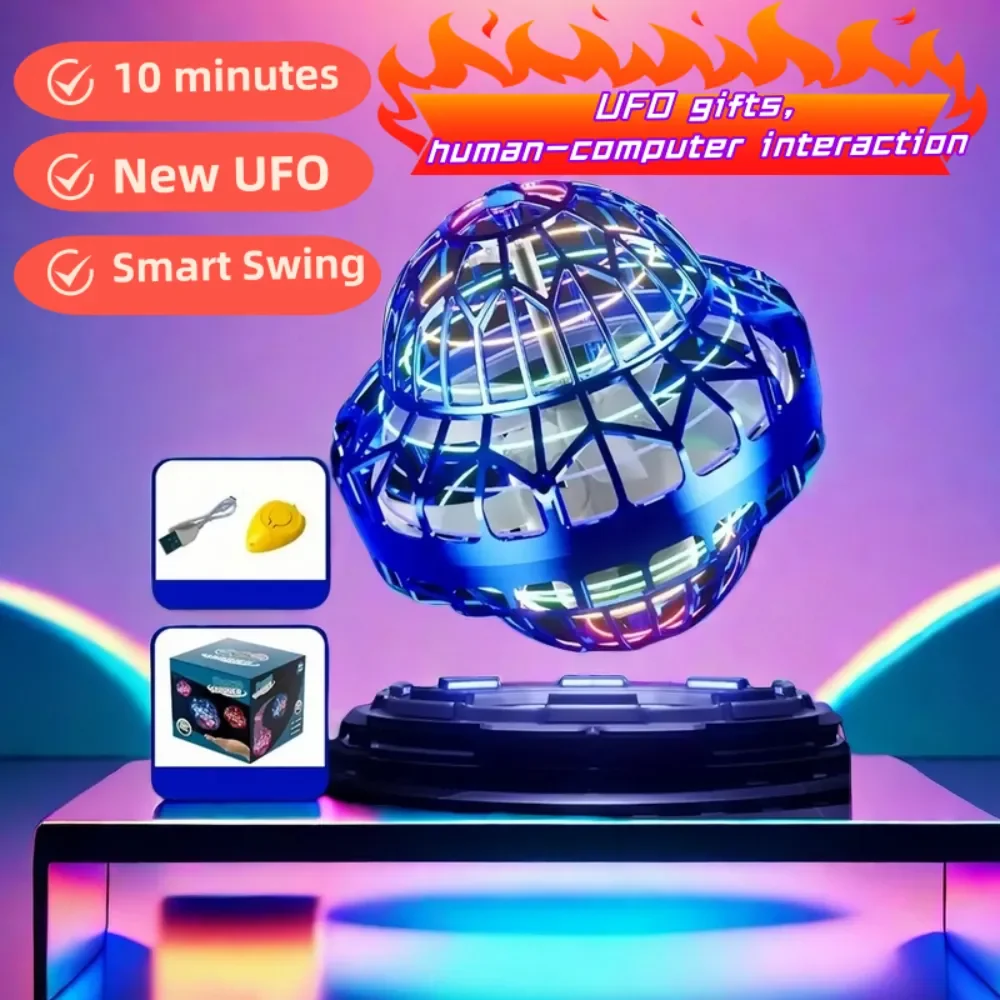 SKYQITIAN 2025 Upgraded Hovering Ball Drone Ufo Aerial Drone Skins W/Led Colorful Lights & Manual Control, New, 1 Count