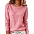 thumbnail image 2 of Women Crew Neck Drop Shoulder Oversized Solid Color Knit Sweater Long Sleeve Casual Fall Pullover 2XL, 2 of 6