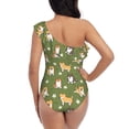 thumbnail image 5 of Honeii Shiba Inu Dog And Flower for women's one-piece swimsuit featuring a chic one-shoulder design experience elegance and style in the water-X-Large, 5 of 6
