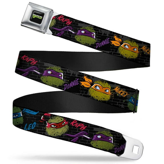 New Series Teenage Mutant Ninja Turtles Logo Full Color Classic Tmnt Faces Seatbelt Belt Standard
