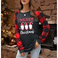 thumbnail image 4 of VILOVE Merry Christmas Shirts for Women Gnomes T-Shirt Lights Plaid Splicing Raglan Long Sleeve Tee Xmas Holiday Pullover Top, 4 of 7