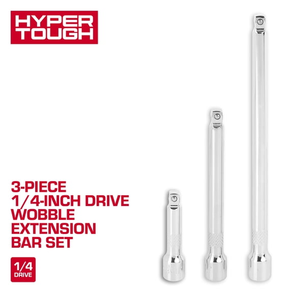 Hyper Tough 3-Piece 1/4-inch Drive Wobble Extension Bar Set