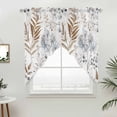 thumbnail image 2 of Swag Valance Curtains for Windows, Leaf Flower Light Filtering Kitchen Curtains with Rod Pocket, Vintage Farmhouse Botanical Plant Floral Window Treatment Valances for Living Room, 36x36 - 2 PCS, 2 of 9