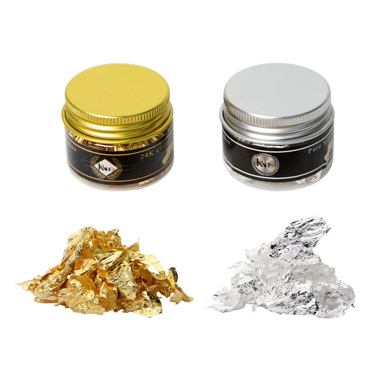 0.1 Gram of each Edible 24 k gold and pure silver flake leaf and Bamboo  clip for cake Arts food decoration and Skin Beauty - AliExpress