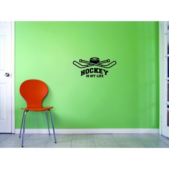 Custom Decals Hockey Is My Life Wall Art Size: 10 X 20 Inches Color: Black