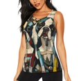 thumbnail image 1 of Fotbe Colorful Bulldog Duo Blusas Sin Mangas para Mujer – Estilo Casual, Corte Suelto, Slim-Fit, Cuello Redondo Deportivo, Tops de Verano para Gimnasio y Yoga-Small, 1 of 7