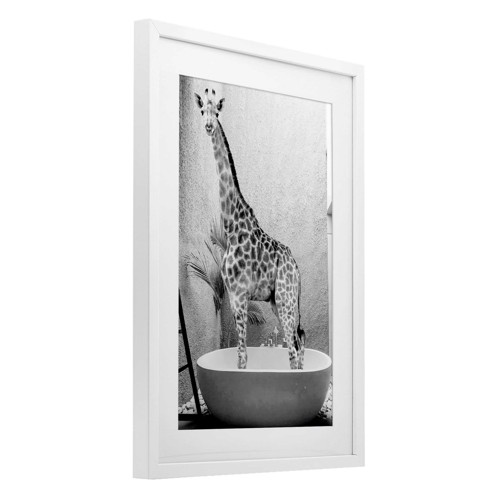 Stupell Industries Safari Bath Standing Tall White Framed Print Under Glass, design by SD Graphics Studio