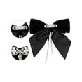 thumbnail image 3 of INSPIRE CHIC Women's Velvet Faux Pearl Rhinestone Bow Brooch for Retro Elegant Black One Size, 3 of 5