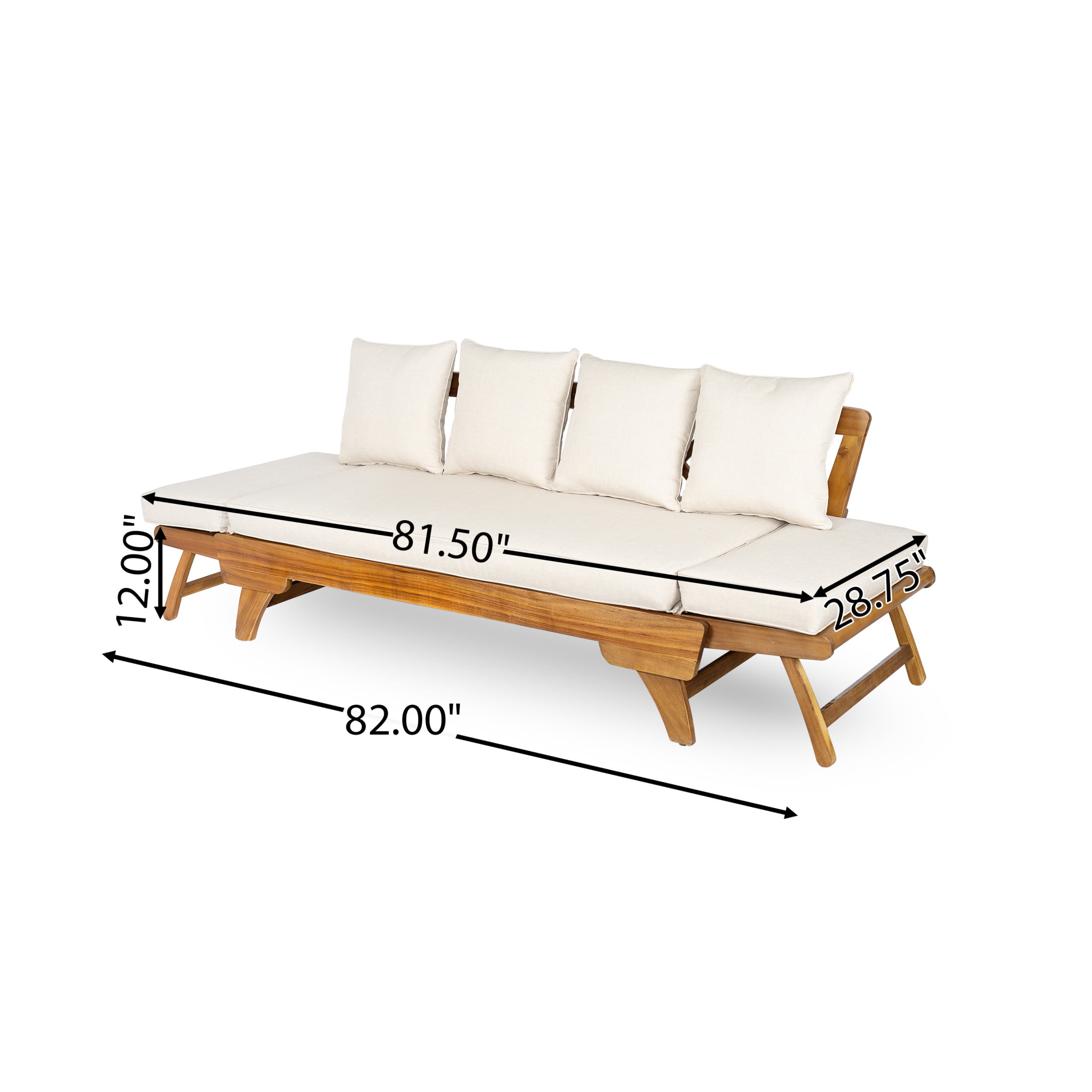 Christopher Knight Home 3-in-1 Convertible Patio Outdoor Daybed with Foldable Arm, Cushions & Pillows, Beige