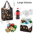thumbnail image 3 of 5 Pack Foldable Shopping Bag,Black Halloween Pumpkin Faces Reusable Grocery Bags with Pockets,Large Reusable Tote Bags with Handles Waterproof & Lightweight, 3 of 6