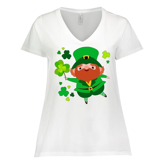 Inktastic Cute Leprechaun for St. Patrick's Day Women's Plus Size V-Neck T-Shirt