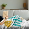 thumbnail image 3 of Saying Soft Flannel Fleece Throw Blanket, Beach Concept Smiling Sun and Wavy Morning Greeting Message, Cozy Plush for Indoor and Outdoor Use, 50" x 70", Turquoise Earth Yellow, by Ambesonne, 3 of 5