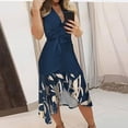 thumbnail image 1 of Lenago Robes d'Été Grande Taille pour Femmes 2023 Invitée de Mariage Robe Sans Manches à Imprimé Col en V à Laçage Ajustée Ourlet Irrégulier (Inclut Ceinture) Robes de Fête de Plage en Liquidation, 1 of 8