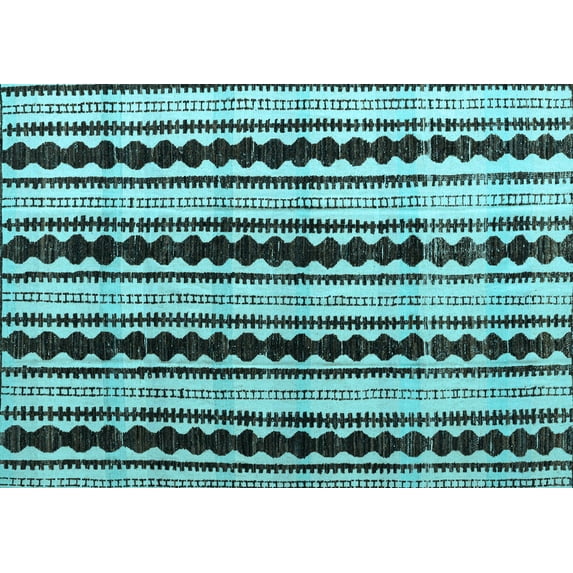 Ahgly Company Indoor Rectangle Abstract Light Blue Modern Area Rugs, 2' x 4'