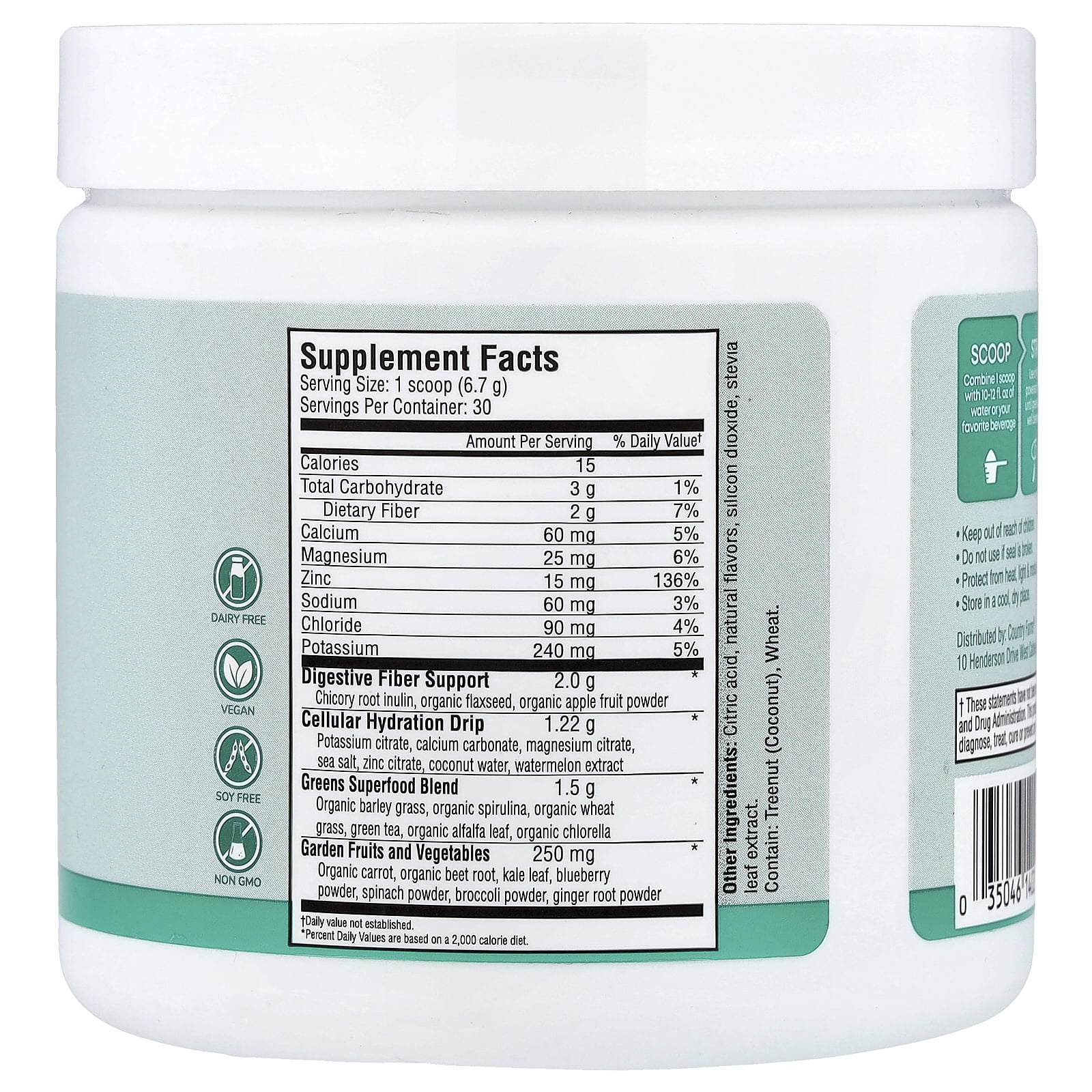 Country Farms Refreshers, Super Greens + Electrolytes, Mint Mojito , 6.98 oz (198  g)