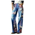 thumbnail image 2 of Wide Leg Jeans Woman Classic Fit Fashion Printed Long Jeans Pants Casual Solid Color Denim Pants Travel with Pockets, 2 of 4