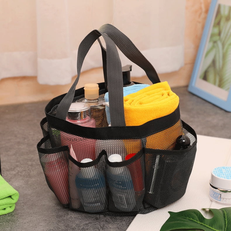 Quick Dry Shower Caddy Portable College Dorm Mesh Shower Caddy Toiletry and Bath Organizer Oxford Hanging Shower Tote Bag with 8 Pockets for Camping Gym