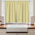 thumbnail image 2 of Ambesonne Ikat Kitchen Curtains, Yellow Vivid Oval Shapes, 55"x45", Yellow Grey White, 2 of 3