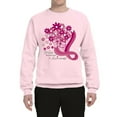 thumbnail image 2 of Wild Bobby Breast Cancer Awareness Flowers Breast Cancer Awareness Unisex Crewneck Sweatshirt, Light Pink, 3X-Large, 2 of 6