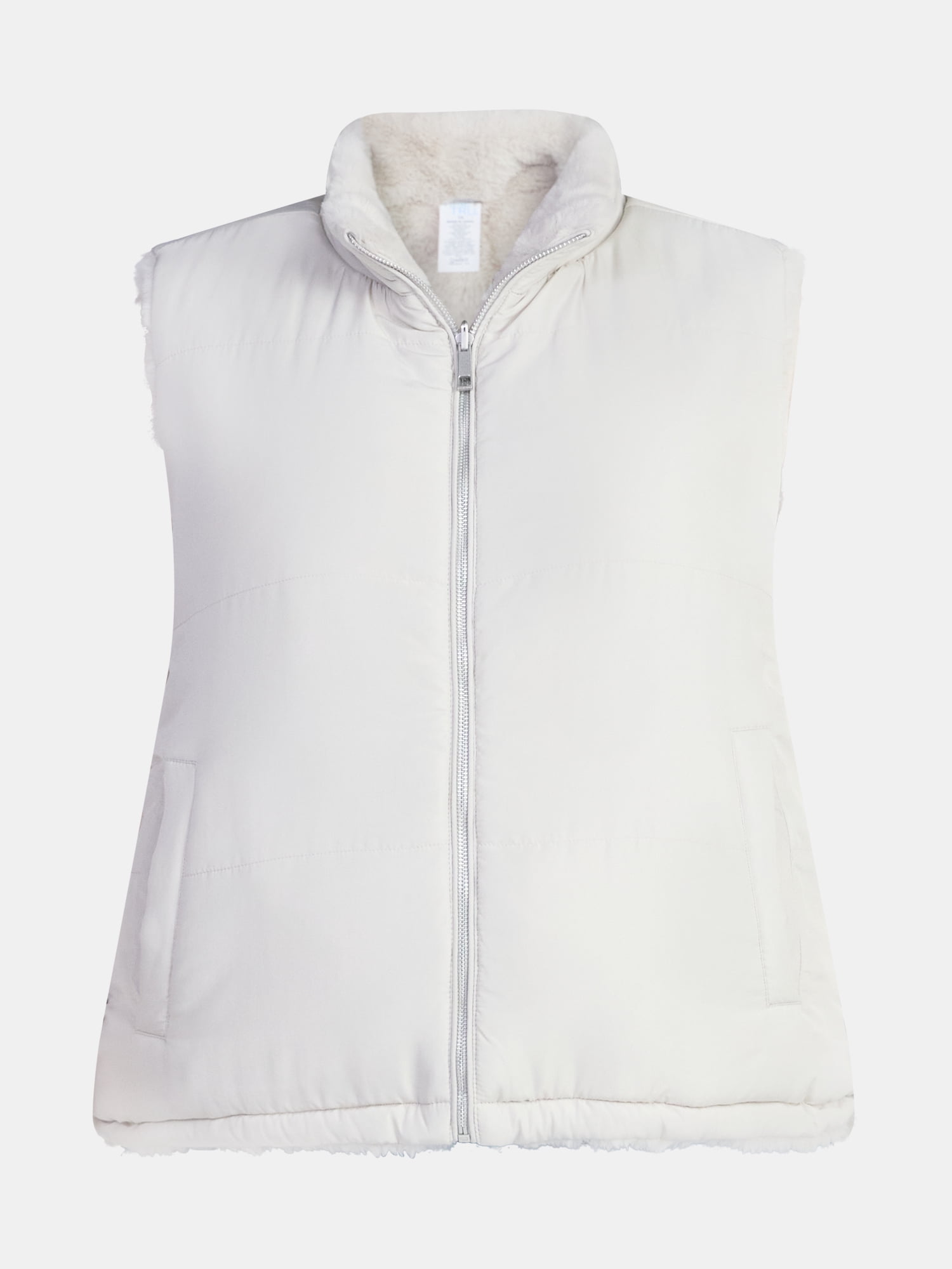 Time and Tru Women's and Women's Plus Faux Fur Reversible Vest, Sizes XS-2X