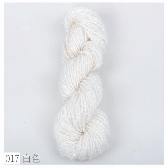 Firefly Hope 1 Roll Elegance Sparkly Yarn, Metallic Cotton Blend Fine Sport Weight Yarn for Knitting & Crochet, Lightweight Craft Thread 35g(70m) for Shawls & Sweaters, White