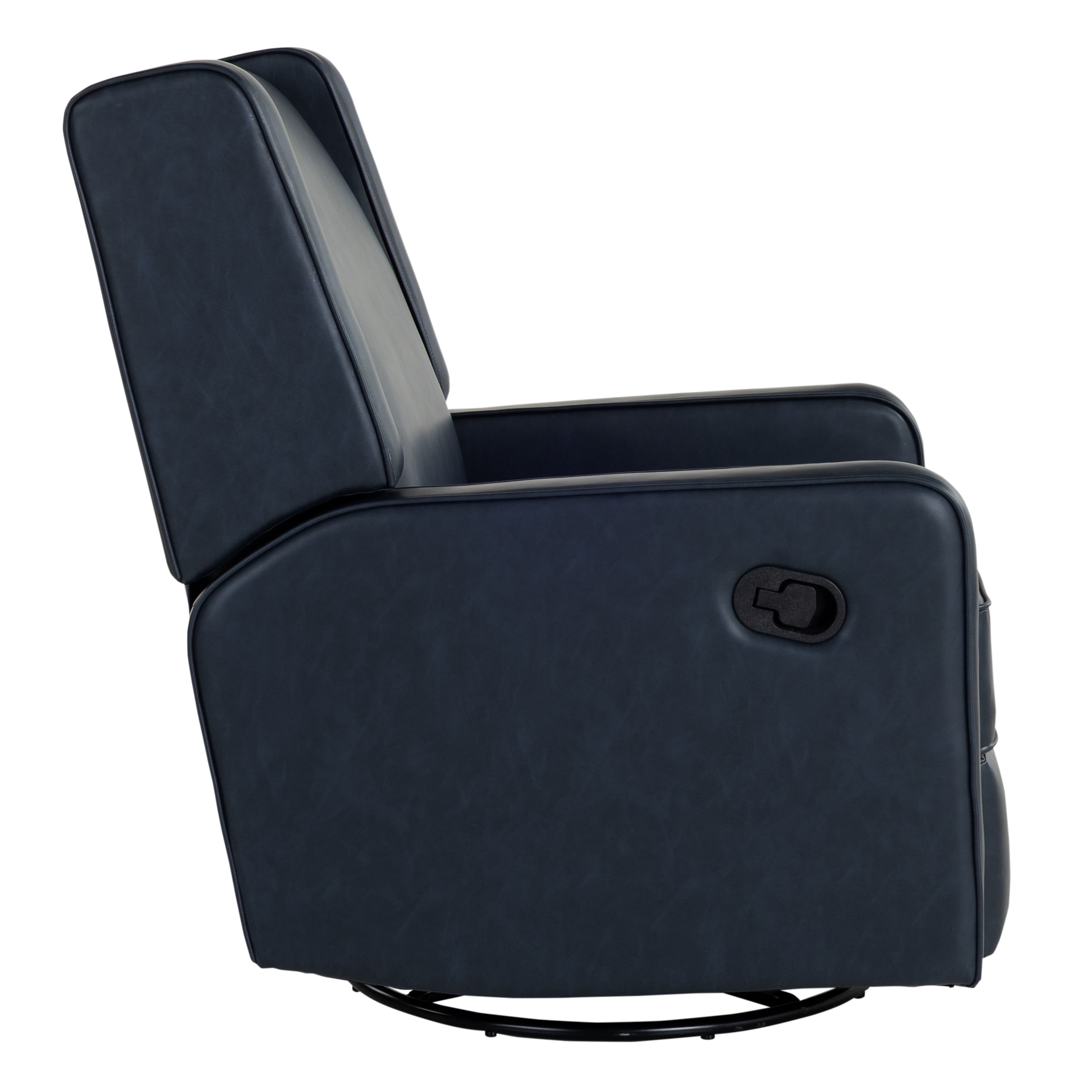 Relax A Lounger Easton Modern Swivel Recliner, Navy Faux Leather