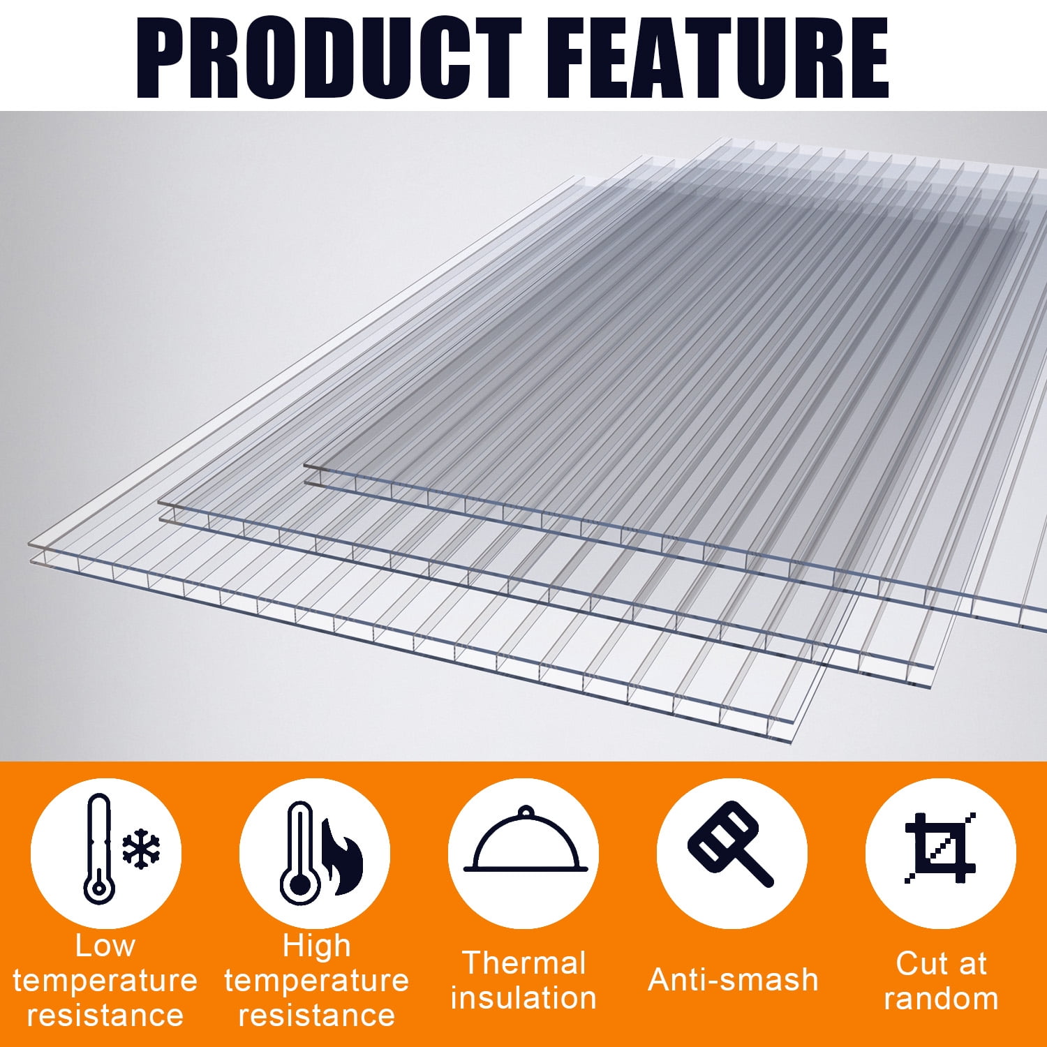 Greenhouse Panel, 4x2 FT 16 Pack UV Blocking Polycarbonate Sheet for Garden Farm Greenhouse, Transparent