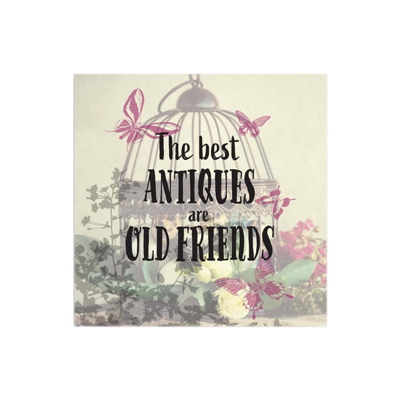 Best Antiques Friends Green Floral Cage 12 x 12 Wood Wall Sign Plaque