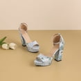 thumbnail image 2 of SACFOF Womens Chunky Block High Heel Peep Open Toe Platform Sandals Ankle Strap Buckle Dress Shoes Prom Party 4.33 Inches Heels, 2 of 6