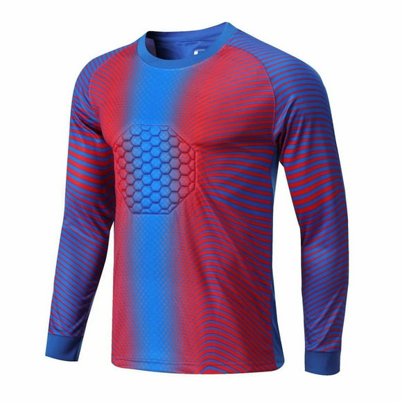 YiZYiF Kids Boys Soccer Goalie Jersey Youth Goalkeeper Uniform Long Sleeve Padded Goalie Shirts for Team Training Red&Blue 20