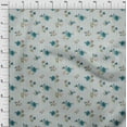 thumbnail image 3 of oneOone Cotton Flex Teal Blue Fabric Stripe|Leaves & Floral Artistic Dress Material Fabric Print Fabric By The Yard 40 Inch Wide, 3 of 4