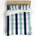 thumbnail image 2 of Turquoise Navy Blue Striped Queen Duvet Cover Set, Modern 4 Piece Microfiber Bedding Set with Zipper Closure, Bed Sheet and 2 Pillow Shams, Soft Bedding Cover, 2 of 9