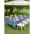 thumbnail image 3 of Vintage Morocco Outdoor Tablecloth - 60x102 Inch Rectangle Dining Table Cover, Traditional Tribal Abstract Geometric Blue Waterproof Outdoor Table Cloth with Umbrella Hole & Zipper for Picnic/Patio, 3 of 7