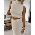 thumbnail image 5 of Women'S 2 Piece Outfit Sleeveless Knit Tank Top Bodycon Long Skirt Set Loungewear Beige M, 5 of 7