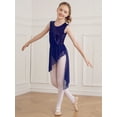thumbnail image 4 of Miutii Kids Girls Ballet Leotard Skirted High-Low Hem Latin Modern Contemporary Ballroom Lyrical Dancewear Navy Blue 14, 4 of 7
