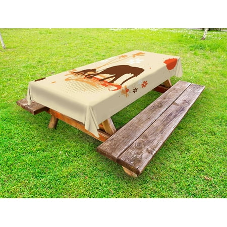 

Elephant Outdoor Tablecloth Mother Baby Elephants in Tropical Lands Desert Illustration of Safari Kids Decorative Washable Fabric Picnic Tablecloth 58 X 120 Inches Orange Brown Cream by Ambesonne