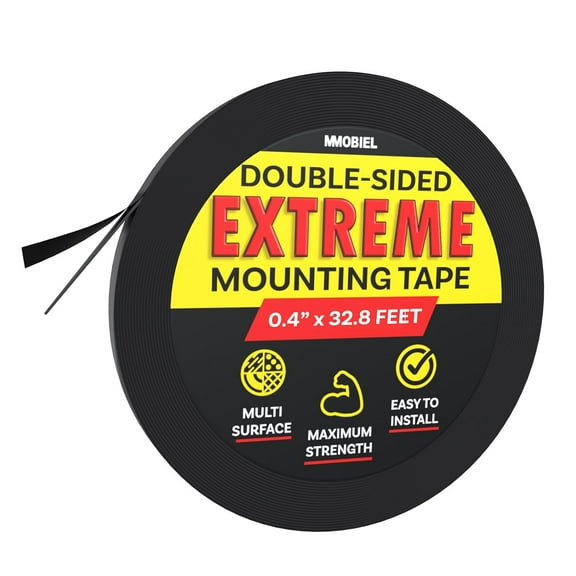MMOBIEL 0.4” Double Sided Strong Adhesive Mounting Tape for Heavy Duty Indoor Mounting, Decor, DIY Crafts, Home, Office, Carpet Fixing, LED Strip Lights etc. - 33 Ft Long Roll