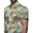 thumbnail image 4 of BESTMAN Chemise en Coton pour Hommes Manches Courtes Col Mandarin Imprimé Chemise Décontractée, 4 of 5