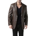 thumbnail image 1 of Men Grant 2-Button Leather Blazer Lambskin Sport Coat Jacket (Regular and Big & Tall), 1 of 6