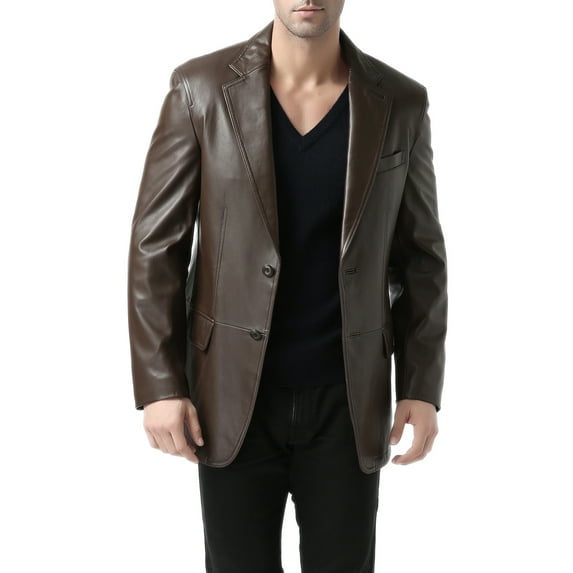 Men Grant 2-Button Leather Blazer Lambskin Sport Coat Jacket (Regular and Big & Tall)