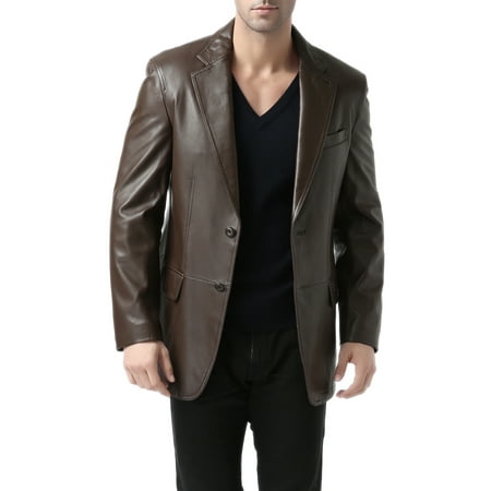 BGSD Men's Grant 2-Button New Zealand Lambskin Leather Blazer (Regular & Tall)