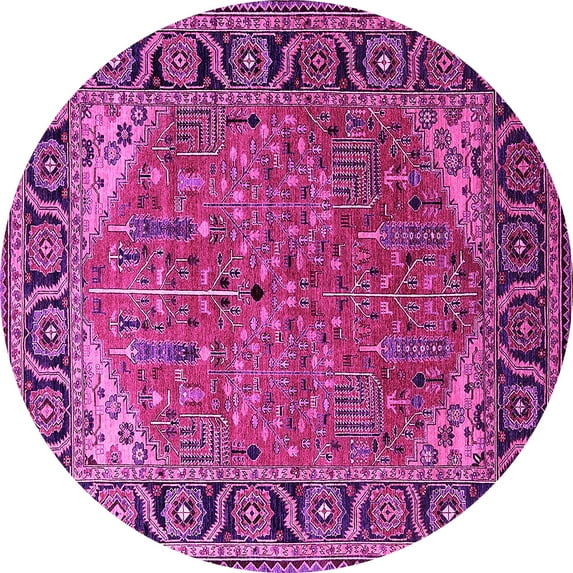 Ahgly Company Indoor Round Oriental Pink Industrial Area Rugs, 8' Round