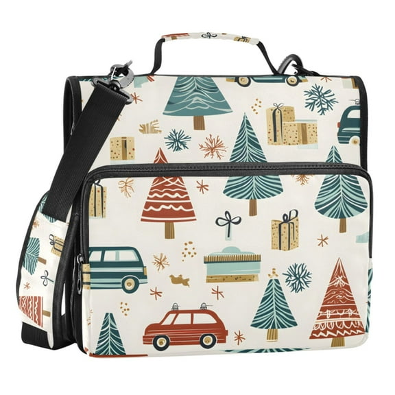 ALAZA Zipper Binder Christmas Trees Gift 3 Ring Trapper Keeper File Folder Organizer Bag