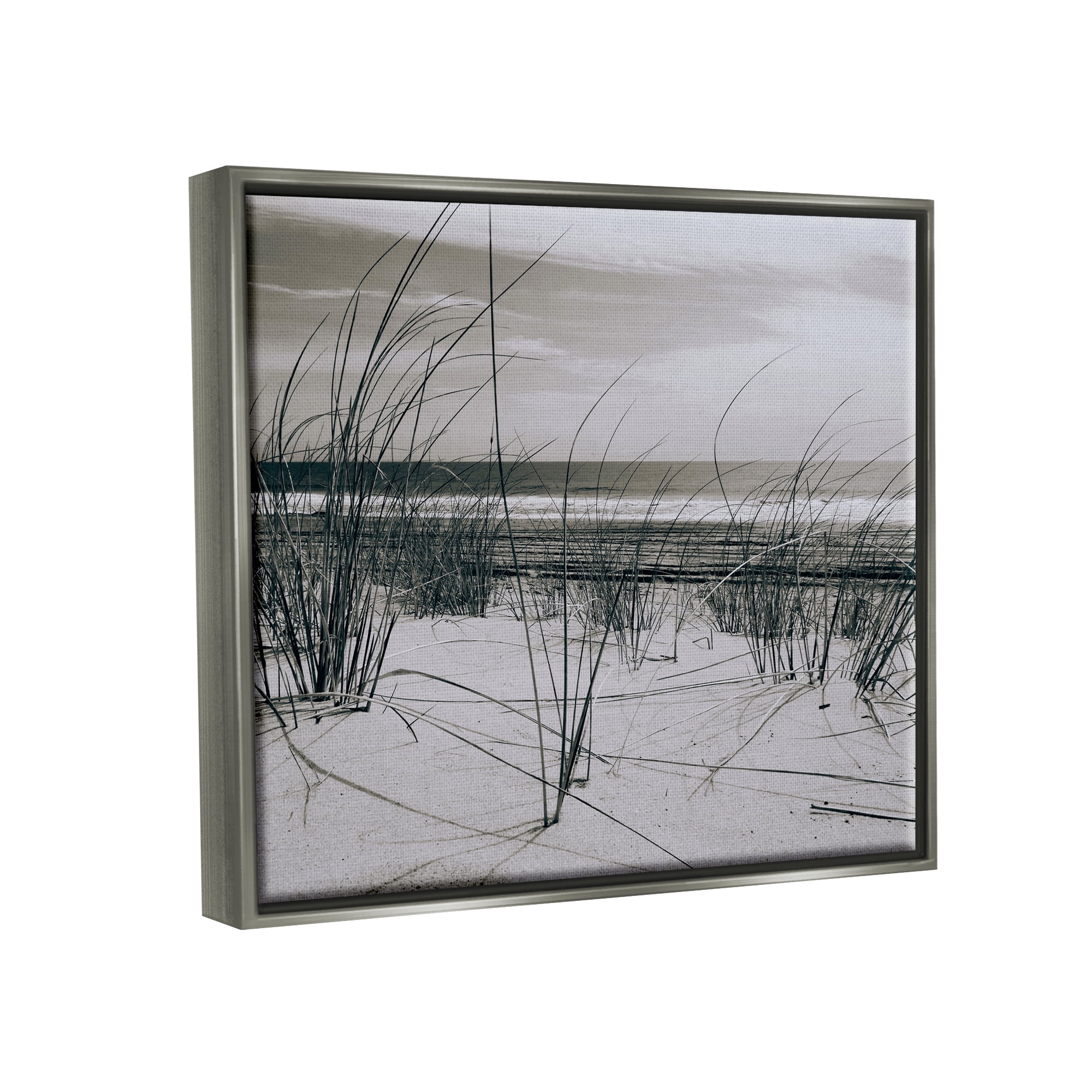 Stupell Industries Ocean Dunes Photography Landscape Photography Gray Floater Framed Canvas Art Print Wall Art, 31 x 25