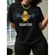 thumbnail image 1 of Camiseta con estampado de pollito para mujer: cuello redondo, manga corta, informal, para primavera y verano, 100 % algodón, lavable a máquina, estampado "Sorprendentes" y deportiva., 1 of 6