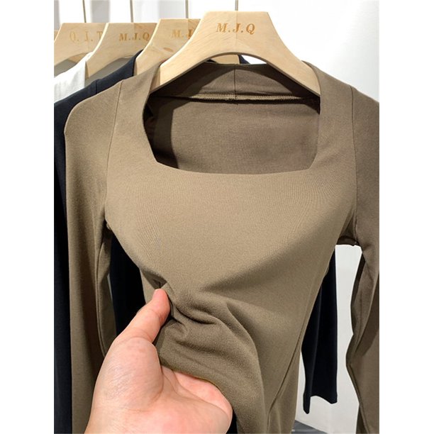 T Shirt Women Elasticity T-Shirt Summer Tee Woman Clothes Spring Top Sexy Slim Tshirt Female Skinny Cotton Long Sleeve Crop Tops