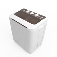 KUPPET Portable Washing Machine, 17lbs Compact Twin Tub Wash&Spin Combo for Apartment, Dorms, RVs, Camping and More, White And Brown